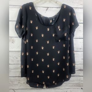 Black Torrid Blouse with Dapper Squirrel Print